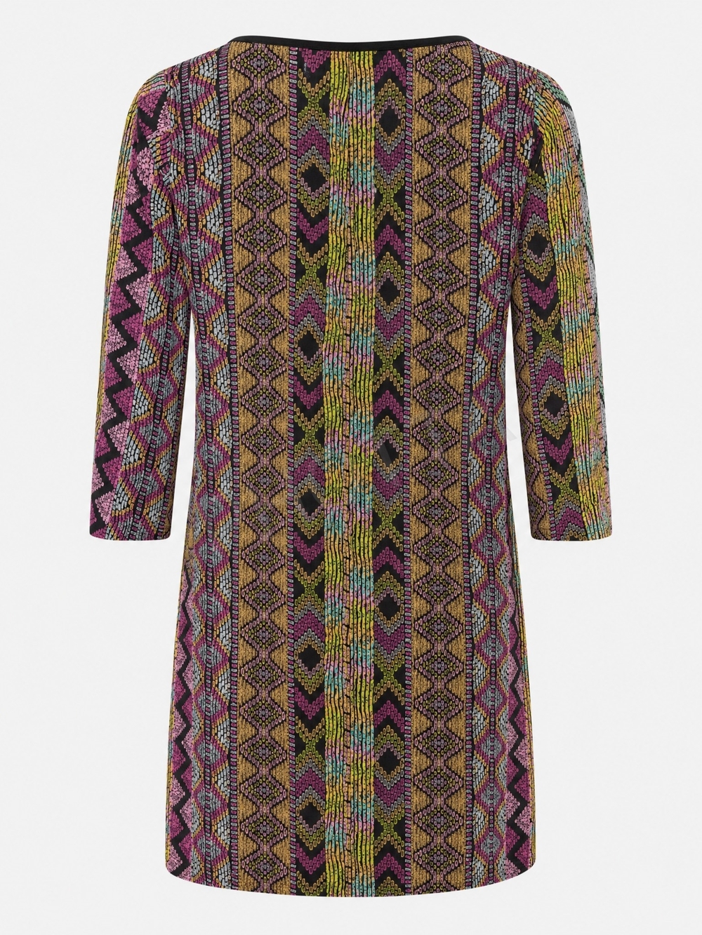 Multicolor Geometric Print Knee Length Dress. Length Is 35". Pit To Pit Is 22". - Picture 2 of 4